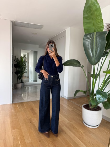 Zr Zincir Detaylı Bol Paça Jean