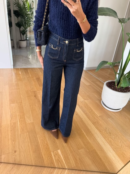 Zr Zincir Detaylı Bol Paça Jean