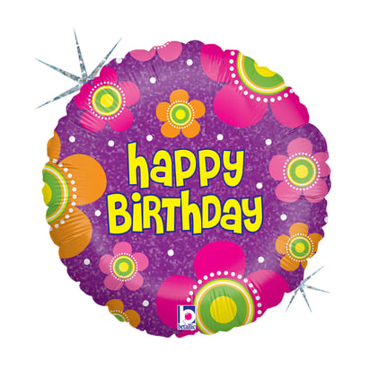 KBK Market Grabo Çiçekli Happy Birthday Folyo Balon 45 cm