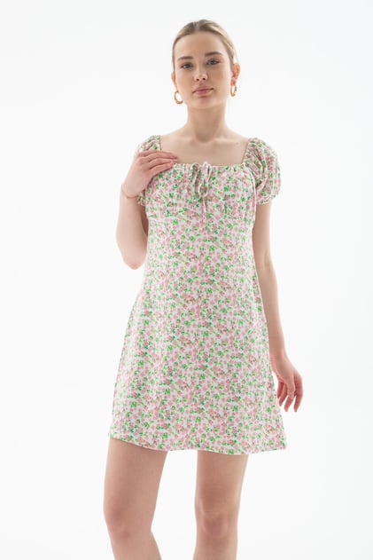Kısa Kollu Elbise Pembe | Fashion Friends