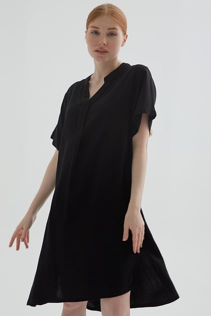 Viskon Elbise Siyah | Fashion Friends