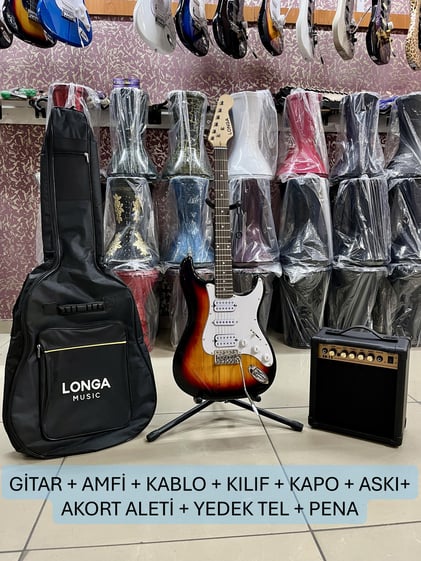 2 HUMBUCKER 1 SINGLE ELEKTRO GİTAR SETİ 15 WATT AMFİ KILIF DAHİL