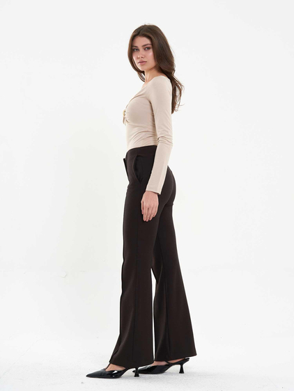 071771 Önü Büzgülü Bodysuit Bej