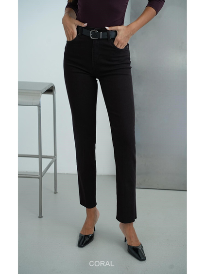 7977 Normal Kesim Kemerli Kot Pantolon Mürdüm
