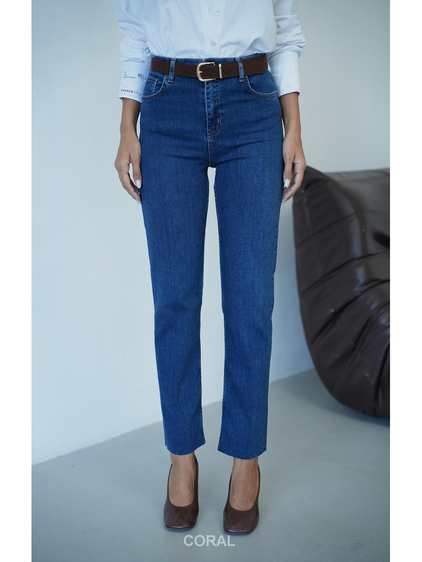 7977 Normal Kesim Kemerli Kot Pantolon Koyu Mavi