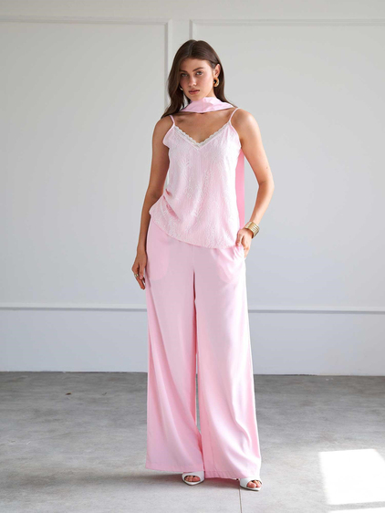 Askılı Dantel Garnili Bluz 071931 Pembe