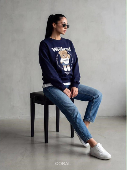 Ayıcık Baskılı SweatShirt 5925 Lacivert