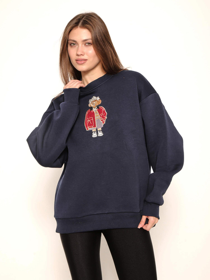 Ayıcık Nakışlı Sweatshirt 36910 Lacivert
