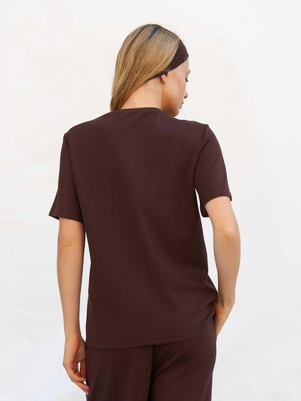 Bisiklet Yaka Oversize Tişört 050803 Kahve