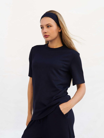 Bisiklet Yaka Oversize Tişört 050803 Lacivert