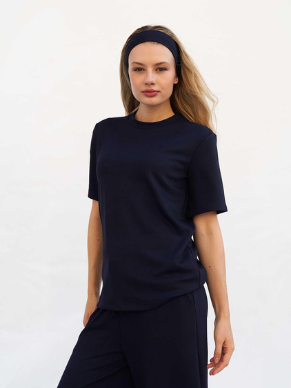 Bisiklet Yaka Oversize Tişört 050803 Lacivert