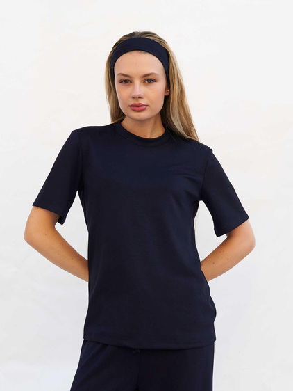 Bisiklet Yaka Oversize Tişört 050803 Lacivert