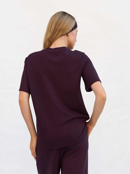 Bisiklet Yaka Oversize Tişört 050803 Mürdüm
