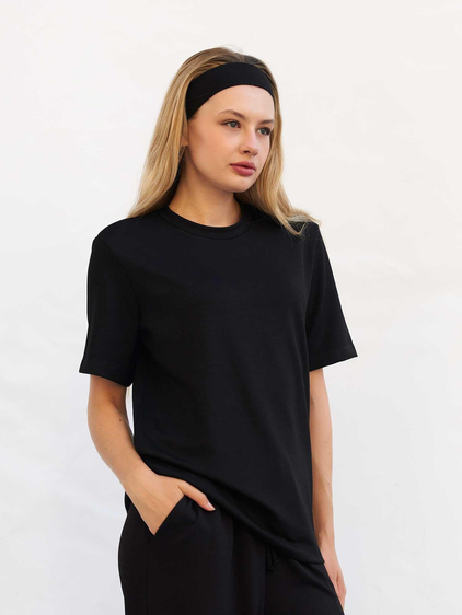 Bisiklet Yaka Oversize Tişört 050803 Siyah