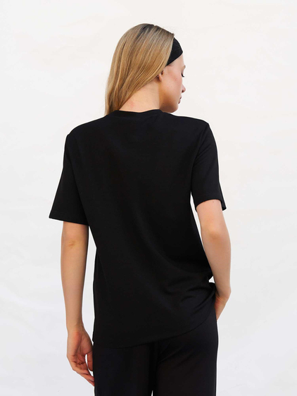 Bisiklet Yaka Oversize Tişört 050803 Siyah