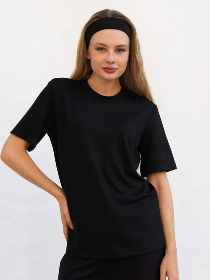 Bisiklet Yaka Oversize Tişört 050803 Siyah