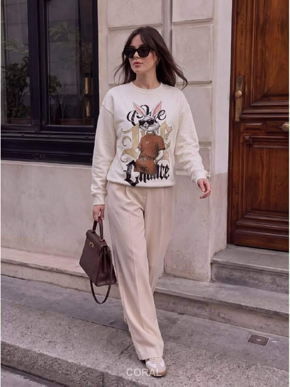 BugsBunny Taşlı SweatShirt 5924 Beyaz