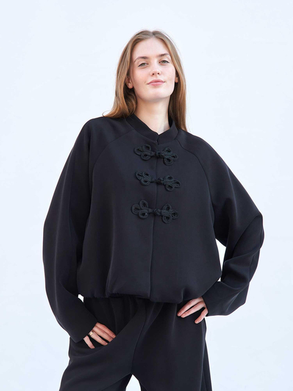 Ceket Pantolon Modal Örme Takım 220726 Bomber Siyah