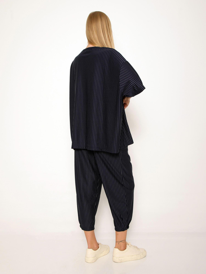 Çizgili Üçlü Takım Lacivert