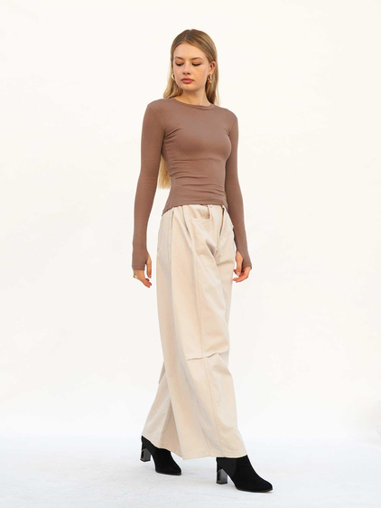 Curve Wide Gabardin Pantolon 031738 Gri