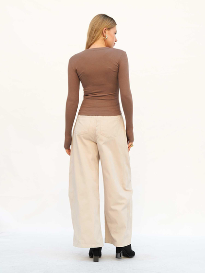 Curve Wide Gabardin Pantolon 031738 Gri