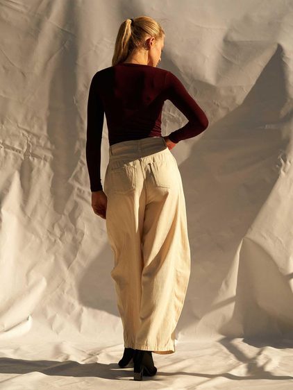 Curve Wide Gabardin Pantolon 031738 Krem