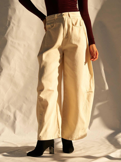 Curve Wide Gabardin Pantolon 031738 Krem