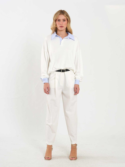 Gömlek Yaka Sweatshirt 071870 Ekru