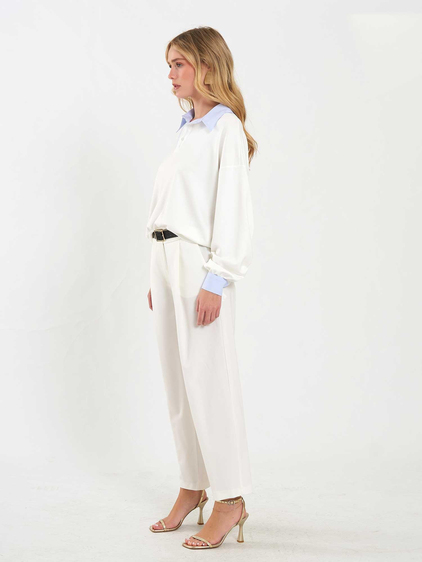 Gömlek Yaka Sweatshirt 071870 Ekru