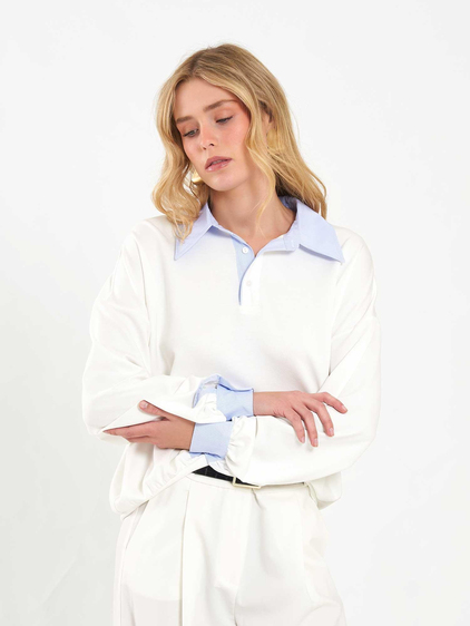 Gömlek Yaka Sweatshirt 071870 Ekru