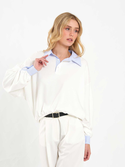 Gömlek Yaka Sweatshirt 071870 Ekru