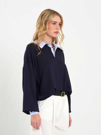 Gömlek Yaka Sweatshirt 071870 Lacivert