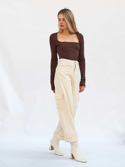Kargo Cepli Gabardin Pantolon 031724 Krem