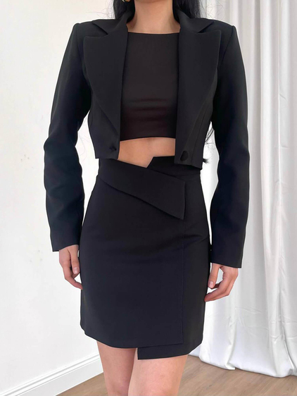 Kısa Ceketli Etekli Takım 11653 Siyah