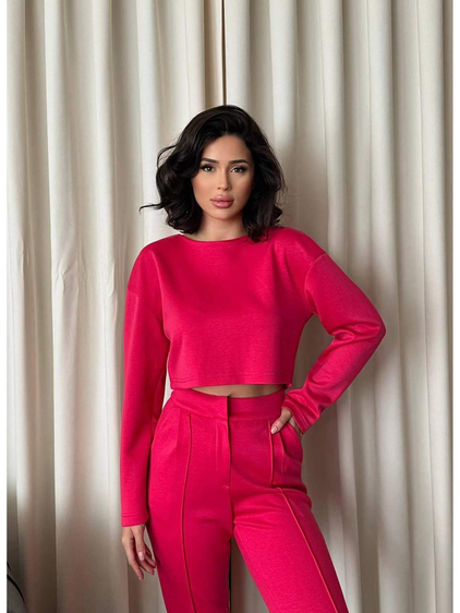 Kısa Sweat Çımalı Pantolonlu Takım 11631 Fuşya