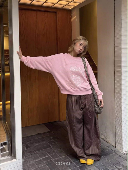 Mini Simli SweatShirt 5917 Pembe