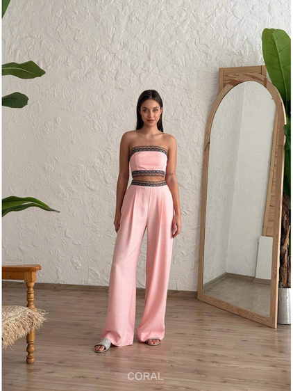 Nakışlı Büstiyerli Takım 6003 Pembe