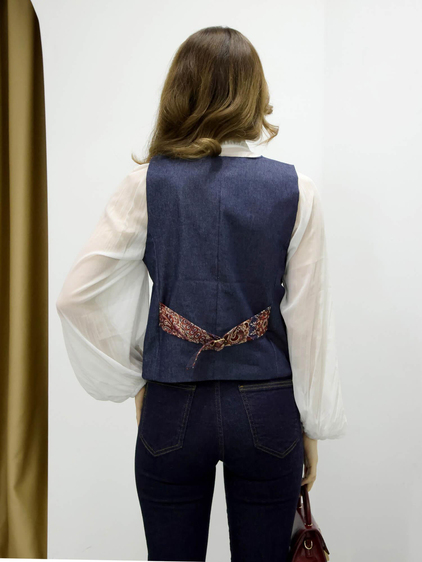 Önü Etnik Desenli Yelek 30684 Bordo