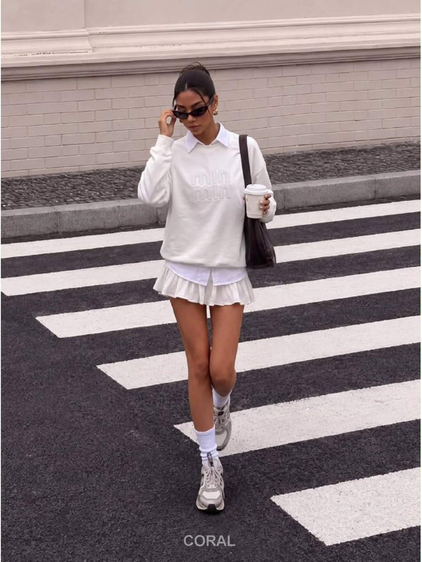 Önü Yazılı SweatShirt 5946 Beyaz