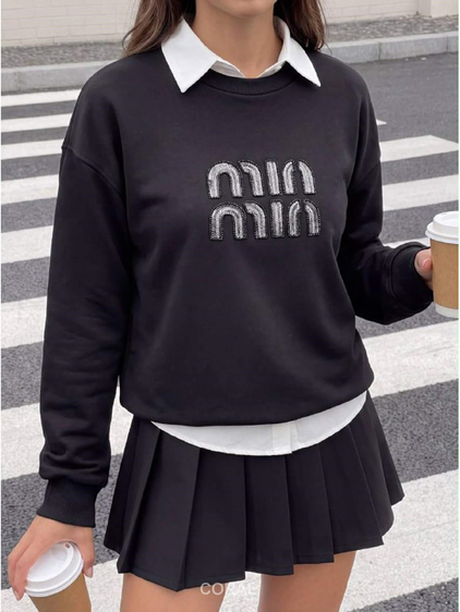 Önü Yazılı SweatShirt 5946 Siyah