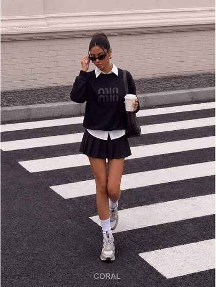 Önü Yazılı SweatShirt 5946 Siyah