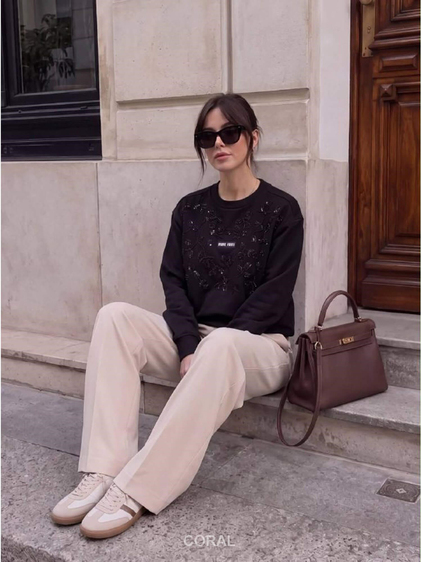 Taş İşlemeli SweatShirt 5911 Siyah