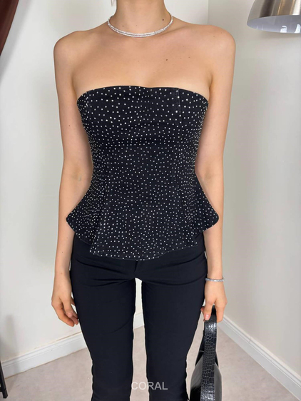 Taşlı Bluz 30134 Lacivert