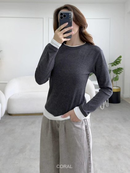 Tişört Garnili Sweatshirt 31310 Antrasit / Ekru