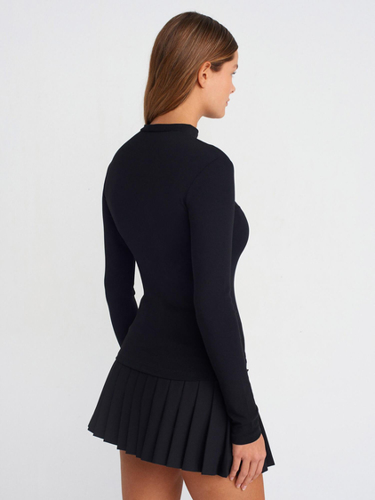 Yarım Balıkçı Yaka Kazak 31433 Siyah