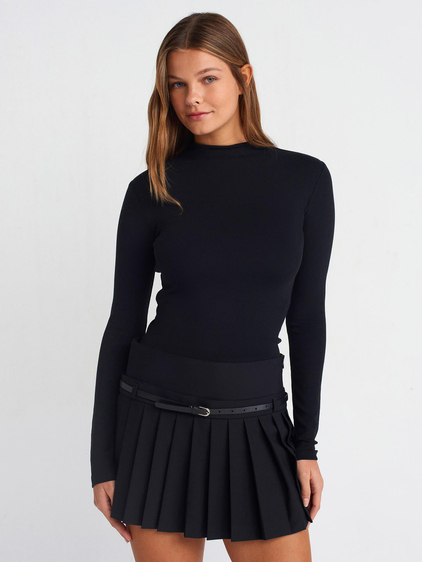 Yarım Balıkçı Yaka Kazak 31433 Siyah