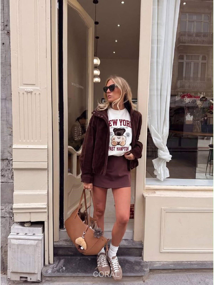 Yazılı Ayıcık Baskılı Sweatshirt 5904 Beyaz