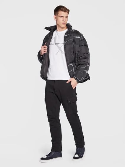 ARMANI EXCHANGE Armani Exchange Erkek Kısa Kollu Bisiklet Yaka AX Yaz ve Gölge Desenli Beyaz T-Shirt 8NZT76 Z8H4Z-1100