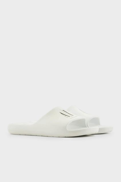 ARMANI EXCHANGE Armani Exchange Erkek Rahat Düz Taban AX Logolu Beyaz Terlik XUP012 XV675-K488