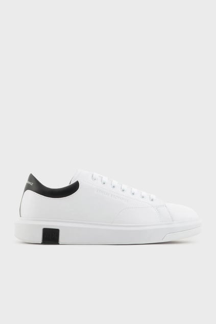 ARMANI EXCHANGE Armani Exchange Erkek Rahat Düz Taban Deri Beyaz Sneaker XUX123 XV534-K488